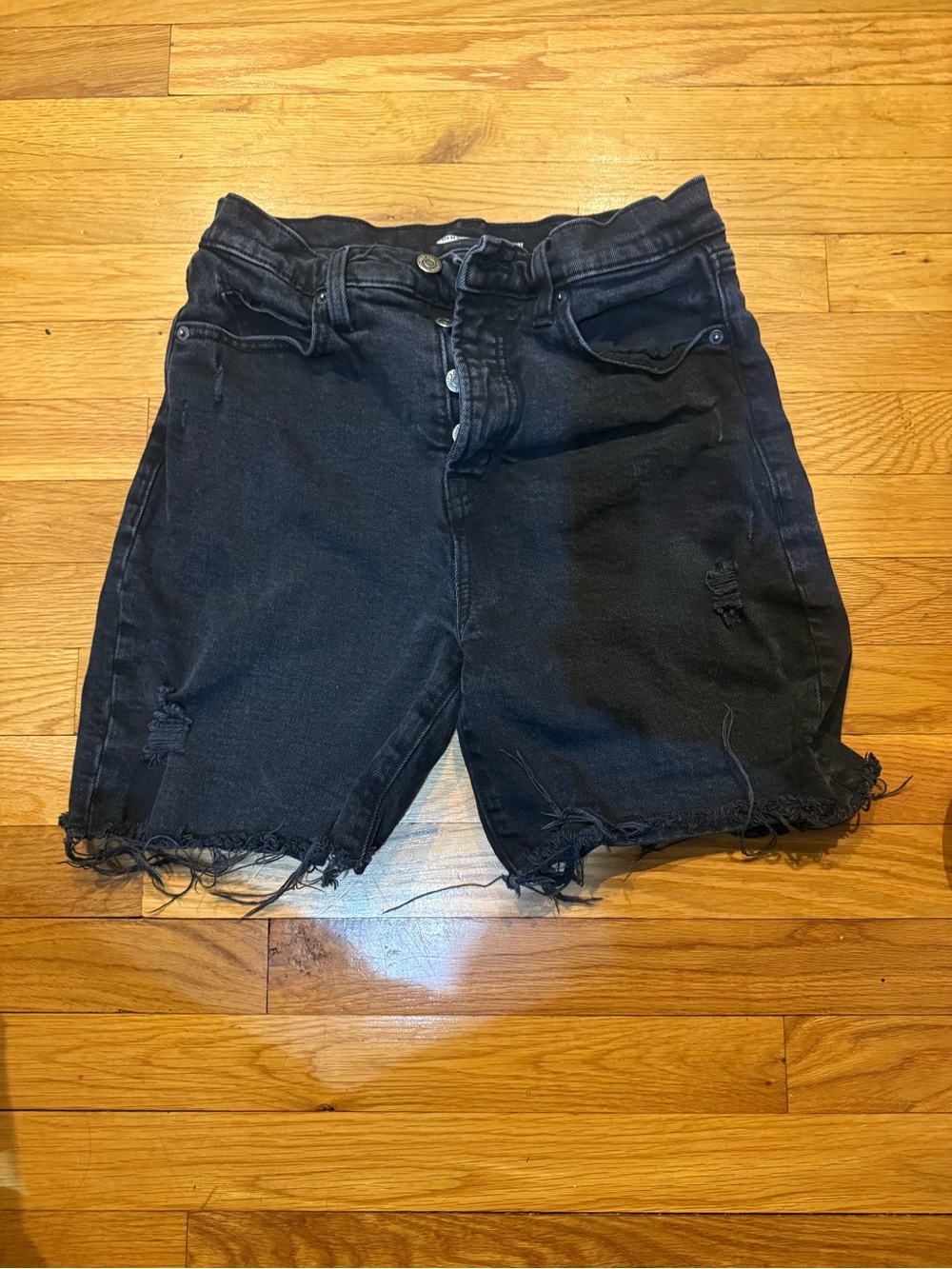 Old Navy Black Distressed High-Rise Jean Shorts